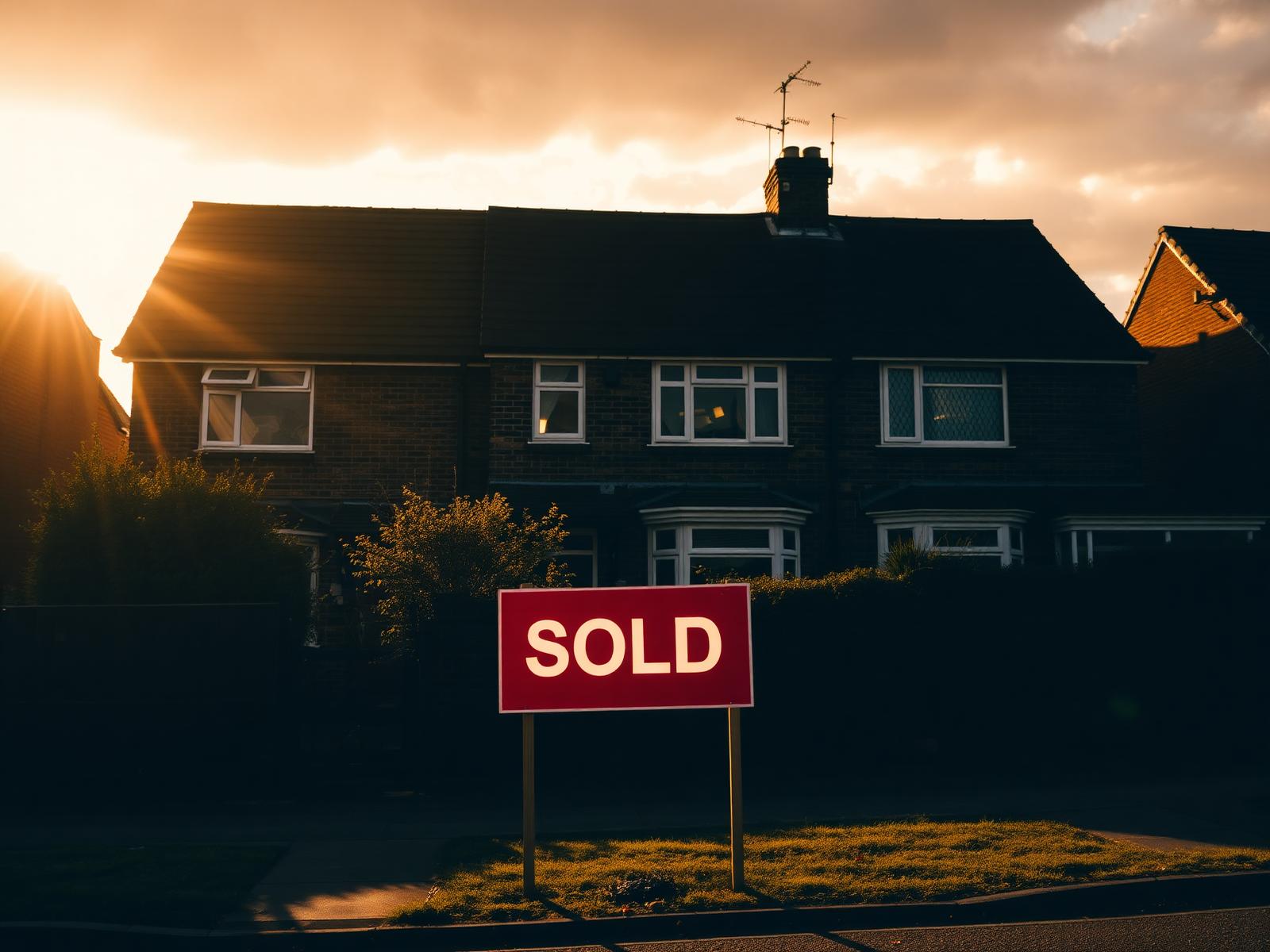 UK terraced house with sold sign — Quick Sales UK cash property buyers